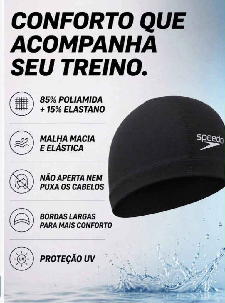 TOUCA DE NATAÇÃO EM TECIDO CONFORTAVEL - XTRAFIT PRETO miniatura 2