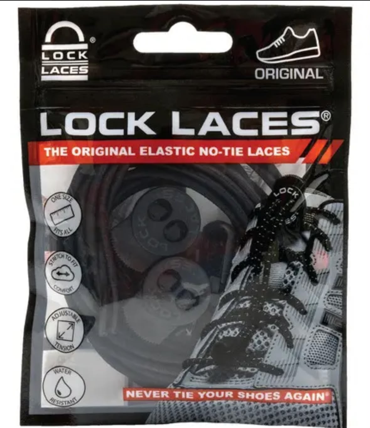 CADARÇO ELÁSTICO LOCK LACES PRETO LISO