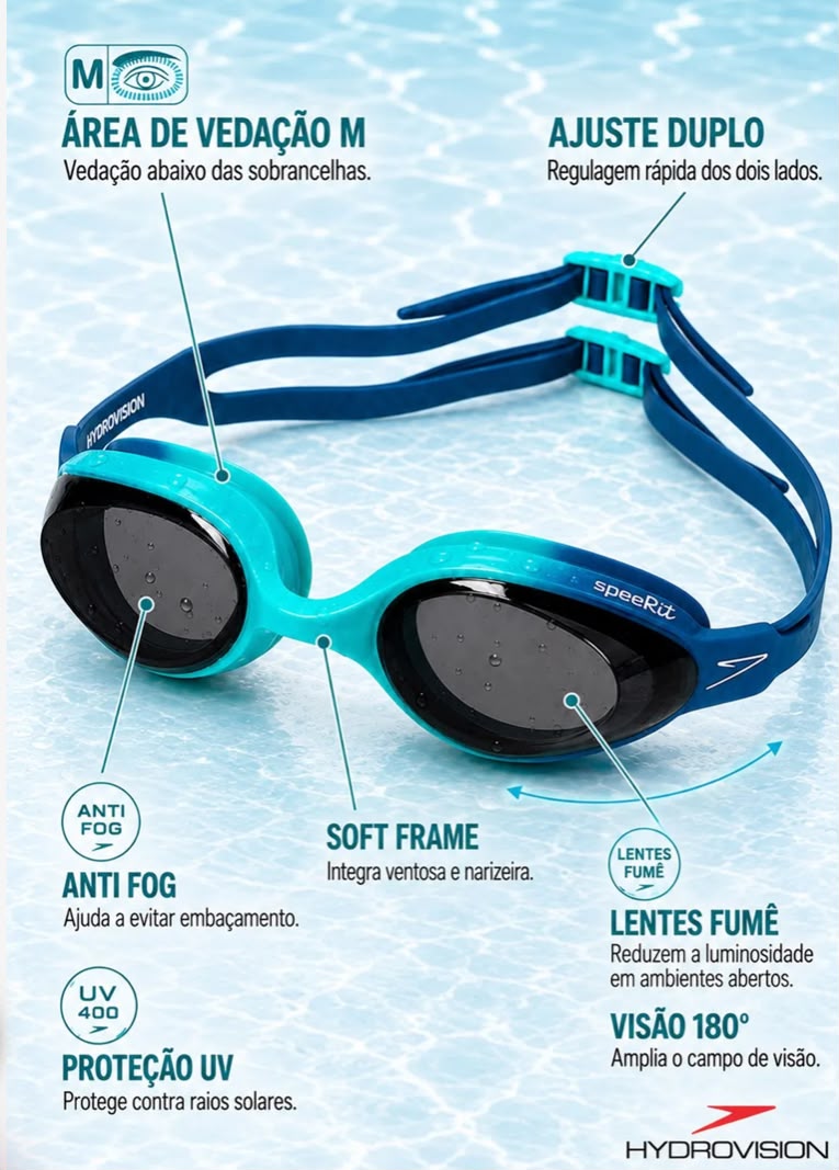 ÓCULOS DE NATAÇÃO HYDROVISION - VERDE ECO FUME