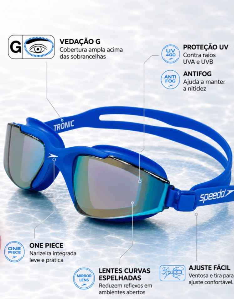 ÓCULOS DE NATAÇÃO TRONIC - AZUL DOURADO ESPELHADO