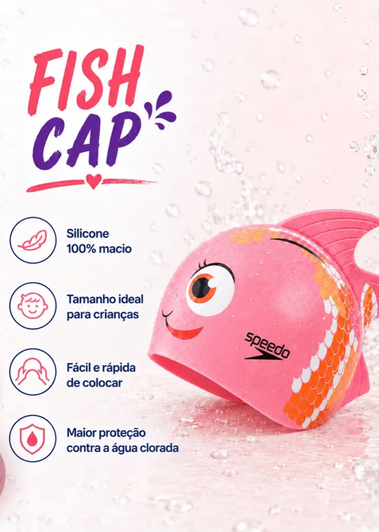 TOUCA DE NATAÇÃO INFANTIL DE SILICONE FISH CAP CORAL ISPEEDO