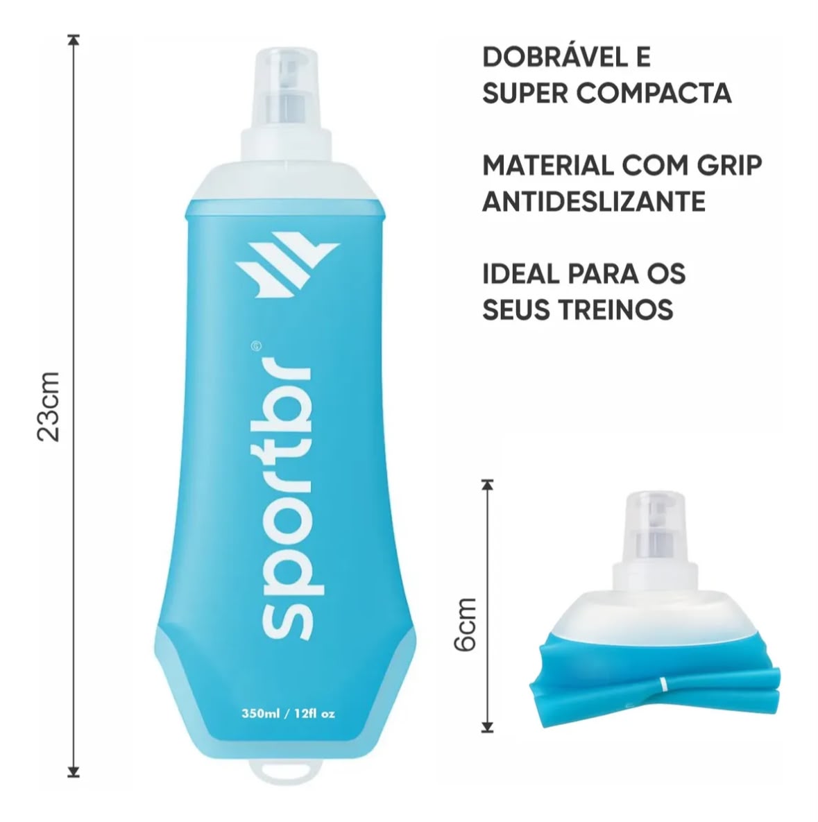GARRAFA SOFT FLASK DOBRÁVEL SPORTSBR 350ML COM ALÇA miniatura 2