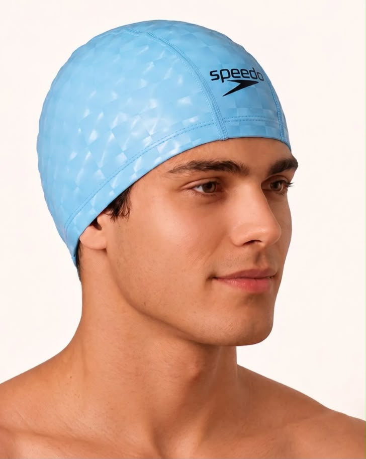 TOUCA DE NATAÇÃO EM TECIDO ULTRA CONFORTÁVEL - COMFORT 3D CAP AZUL miniatura 3