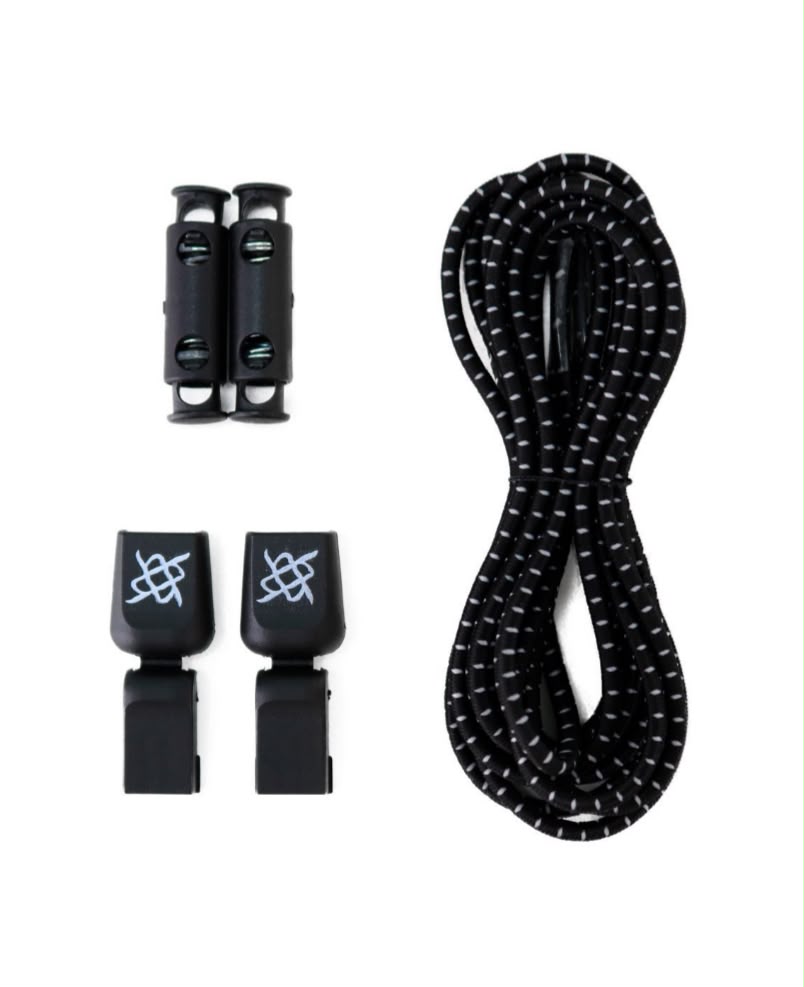 CADARÇO ELÁSTICO HUPI LACES PRETO RISCA PRATA