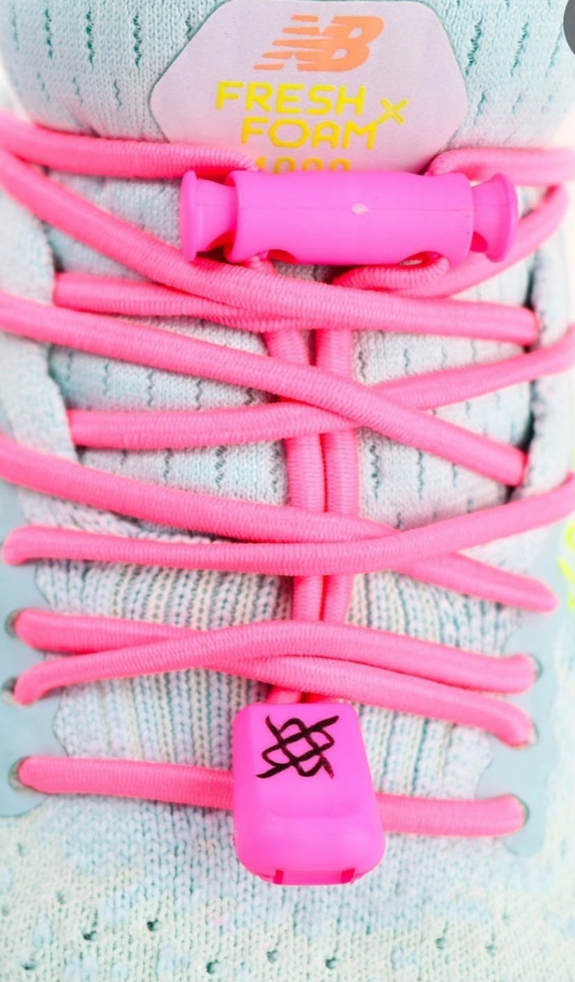 CADARÇO ELÁSTICO HUPI LACES ROSA NEON LISO